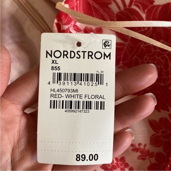 Chelsea28 Nordstrom Pink & Red Floral Off Shoulder Midi Dress Size XL - Picture 4 of 11